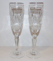 Pair Of Marquis By Waterford Crystal Hanover Gold 8 3/4&quot; Champagne Flutes - £79.83 GBP