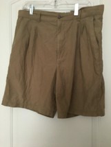 Pierre Cardin Men&#39;s Brown Shorts Pleated Front Pockets Size 36 - £35.01 GBP