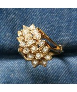 Vintage Elegant Crystal Rhinestone Gold-tone Cluster Ring size 7 - £10.18 GBP