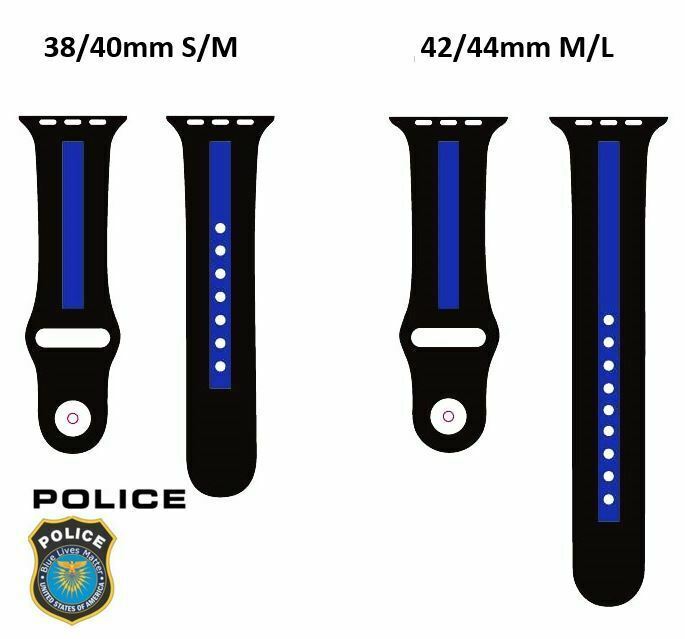 Police Blue Line Silicone Apple 3 4 5 6 7 8 9 10 SE Ultra Watch Replacem... - $13.99
