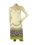 Taka by Takawear Cream &amp; Paisleys Spaghetti Straps Knee Length Dress size S - €84,72 EUR