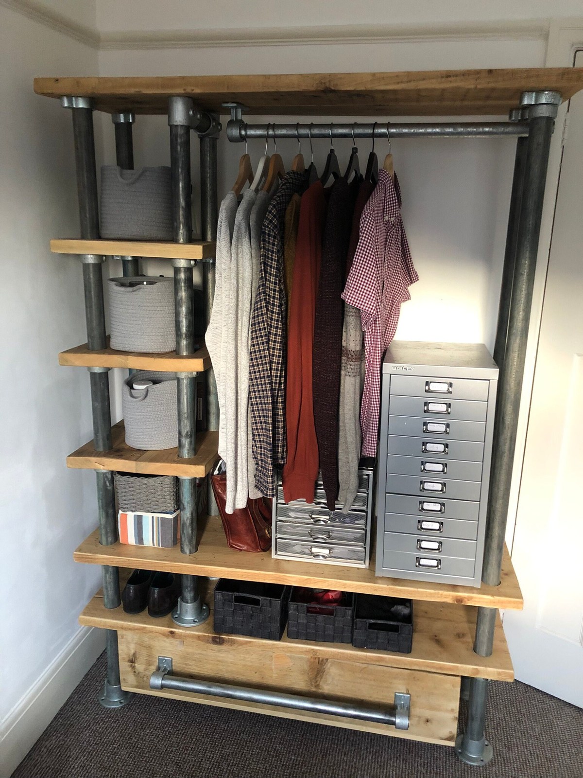 Industrial Open Wardrobe with Drawers | Reclaimed Scaffolding| THE TALLINN Item image 4