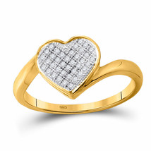 10kt Yellow Gold Womens Round Diamond Heart Ring 1/10 Cttw - £189.58 GBP