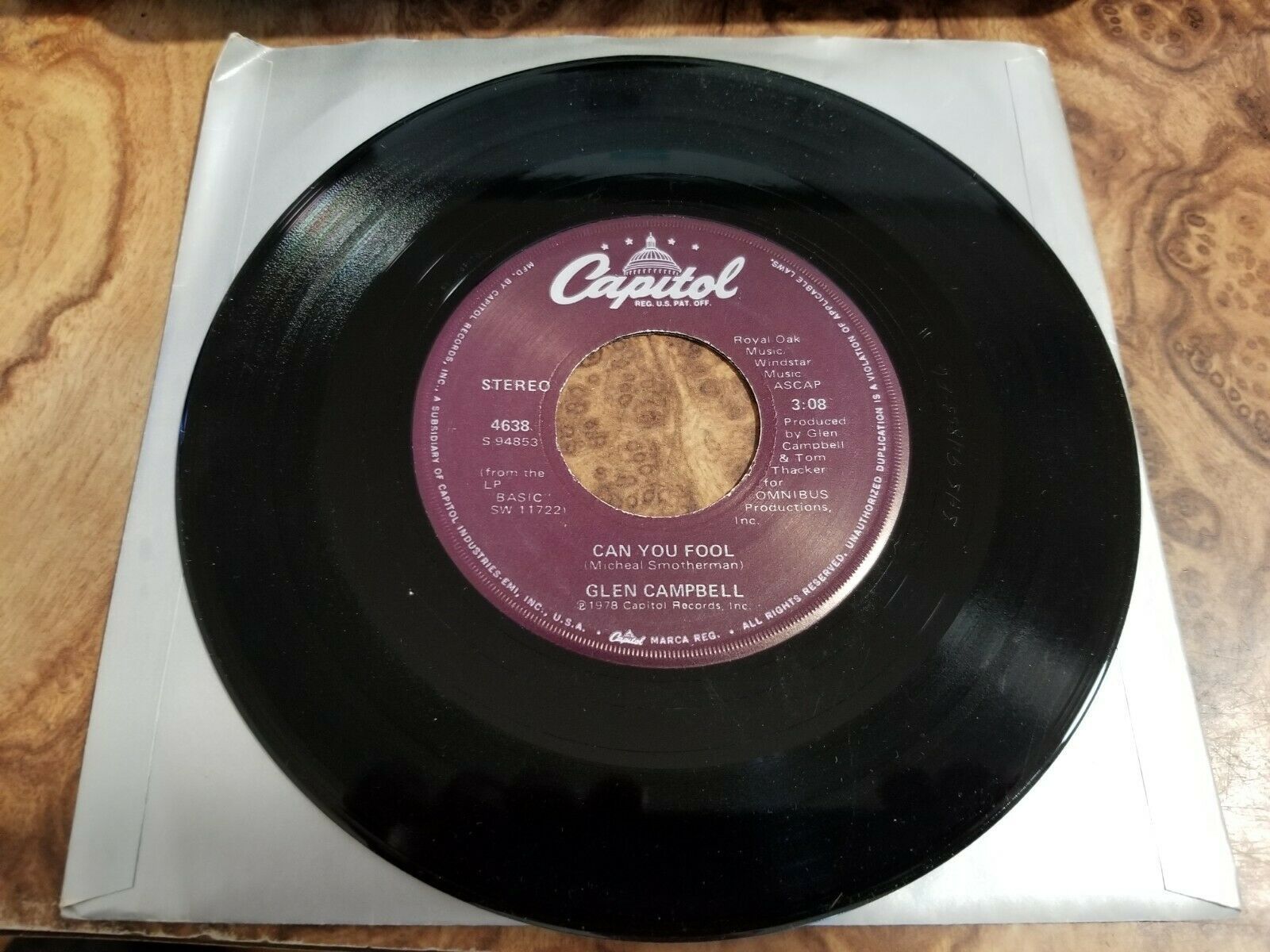 GLEN CAMPBELL &quot;CAN YOU FOOL / LET&#39;S ALL SING A SONG ABOUT IT&quot; 45 - $1.17