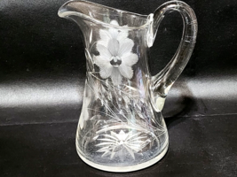 Vintage AMERICAN BRILLIANT PERIOD 8.5&quot; Cut Crystal Pitcher - READ DESCRI... - $20.98