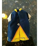 Vtg doll shirt yellow orange blue triangular clothes accessory single snap - $377.62 MXN