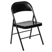 Premium Double Braced Black Metal Folding Chair for Versatile Seating - $66.32