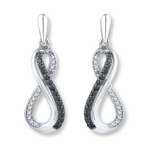 0.38Ct Blanco y Negro Moissanita 14K Bañado en Oro Infinito Pendientes Largos - £95.96 GBP