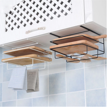 Kitchen Double Layer Towel Rack Hanging Holder Cabinets Shelf Chopping Board Sto - £27.99 GBP+