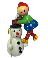 Kathe Wohlfahrt Christmas Ornaments Girl Blonde Braid on Snowman Putting... - €23,43 EUR