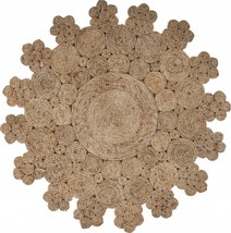 HomeRoots 394223 72 x 72 in. Dazzling Concentric Natural Boutique Jute Rug - £183.50 GBP
