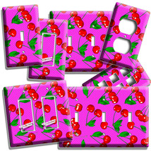 Red Hot Cherries Pink Polka Dots Light Switch Outlets Wall Plate Kitchen Decor - £11.18 GBP+