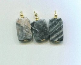 gray marble gemstone stone pendants stone charms jewelry supply - £3.15 GBP
