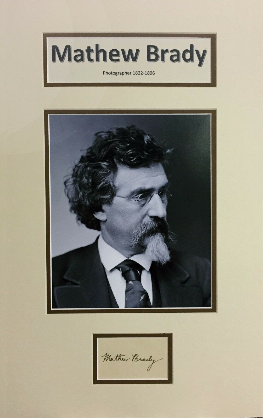 Primary image for Mathew Brady Original Autograph Cut framed ready to hang. Museum Standard Frame.
