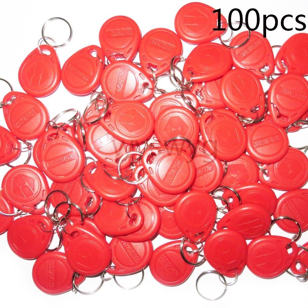 Primary image for 100pcs 125KHz RFID EM Proximity Red color Token Keyfobs a Part of Access control