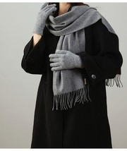 Men Women Plain Scarf Real Wool Warm Winter Ladies Neck Wrap Scarves Solid Color - £27.49 GBP
