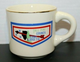 Vintage Boy Scout Tall Pine Council Cowe Lodge 218 Gold Trim Coffee Mug ... - $20.79
