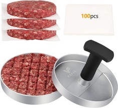 Burger Press Patty Maker with 100 Wax Papers Set I Non-Stick Hamburger Meat Mold - £28.52 GBP