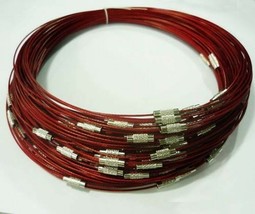 10 Neck Wires Steel Necklace Wire Chokers Red Screw Clasp Wholesale Necklaces - £4.72 GBP