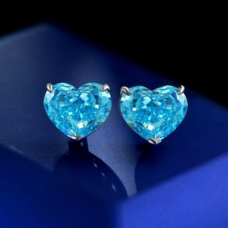 Primary image for 100% 925 Sterling Silver 10*12Heart High Carbon Diamond Ice Flower Cut Stud Earr