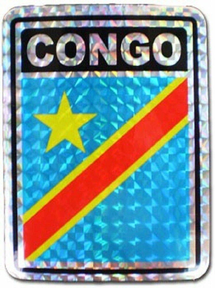 Congo Democratic Country Flag Reflective Decal Bumper Sticker - $2.88