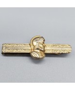 Vintage Roman Soldier Tie Clip Bar Gold Tone Bearded Centurion Profile - $20.52 CAD