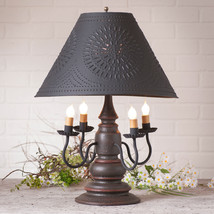 3-Way Colonial Table Lamp &amp; 17&quot; Punched Tin Shade - Espresso Distress Finish Usa - $477.95