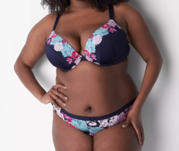 Lane Bryant Cacique Silky No Show Thong Panty Navy Blue Floral Plus 18/20 2X Nwt - $15.94