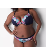 Lane Bryant CACIQUE Silky No Show THONG Panty NAVY BLUE FLORAL Plus 18/2... - $21.80 CAD