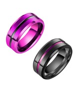 Purple Black Modern Ring Mens Womens Stainless Steel Wedding Band Sizes ... - £14.41 GBP
