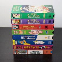 8pc Vintage 90s Classic Childrens Cartoons VHS Lot - Charlie Brown, Shari Lewis - £22.03 GBP