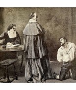 The Huguenot Before Francis I Of France 1888 Victorian Antique Print DWT4C - $47.64 CAD