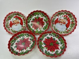 Santa Clause Christmas Bowl 10” Thin Plastic Vintage Red Bundle Lot of 7 - $18.92