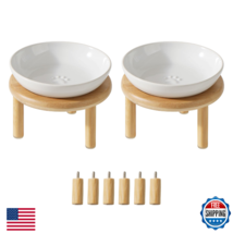 Havniva Elevated Ceramic Paw Print Cat Dish Set 2-Height Anti-Slip Food ... - $35.04