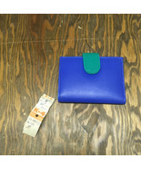 Vintage wallet thin snap button closure blue green color combo Kmart tag  - $19.75