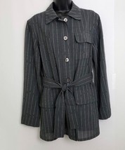 Vintage Salvatore Ferragamo Women&#39;s Gray Jacket Blazer 100% Wool Belted Size 8 - £132.35 GBP