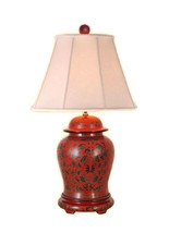 Beautiful Chinese Red Lacquer Ginger Jar Table Lamp w Shade and Finial 28.5&quot; - £334.74 GBP