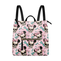 Audrey Hepburn and Mickey skulls PU Leather Leisure Backpack Daypack Handbag - £29.25 GBP