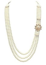 Kundan Dulha Layered Pearl Maharaja Haar Groom Necklace Set Multi Strand AB - £17.41 GBP
