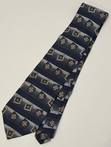 Barrington Necktie Neck Tie 100% Silk Geometric Pattern Blue Made in Ita... - $6.95