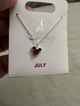 Disney Parks Mickey Mouse Faux Ruby July Birthstone Necklace Silver Color NEW image 3
