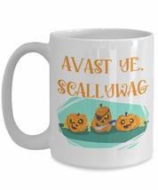 Pumpkin Pirate White Coffee Mug - Avast Ye, Scallywag - Carved Jacko&#39;lan... - £14.74 GBP