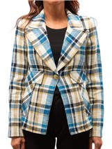 Smythe cut-away blazer in Summer Plaid - size 4 - $404.91