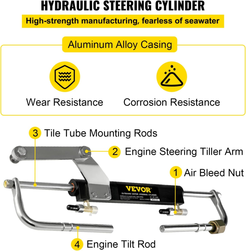 VEVOR Hydraulic Steering Kit 90HP Hydraulic Outboard Steering Kit with Helm Pump Item image 4