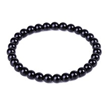 Natural Obsidian Stone Bracelet Magnet Black Beads Bracelets Promote Blood Circu - £13.07 GBP