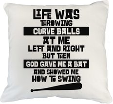 God Gave Me A Bat Funny Baseball Sports White Pillow Cover For Coach, Athlete, T - £19.76 GBP+