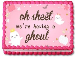 Oh Sheet, We&#39;re having A Ghoul Edible Image Baby Shower Edible Cake Topper Frost - $15.47