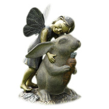 Adorable Fairy and Bunny Happiness Garden Statue - $250.47