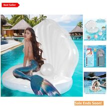 52" Inflatable Seashell Pool Float with Pearl Balls - Perfect for Ocean ... - $79.15