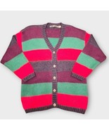 VTG &quot;KNIT KNIT&quot; Wide Multi Striped Mohair Blend Long Cardigan Sweater Si... - €37,03 EUR